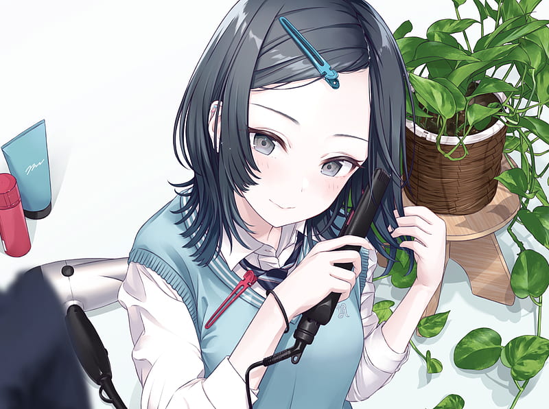 Anime Original Black Hair Girl Plant Hd Wallpaper Peakpx 8899