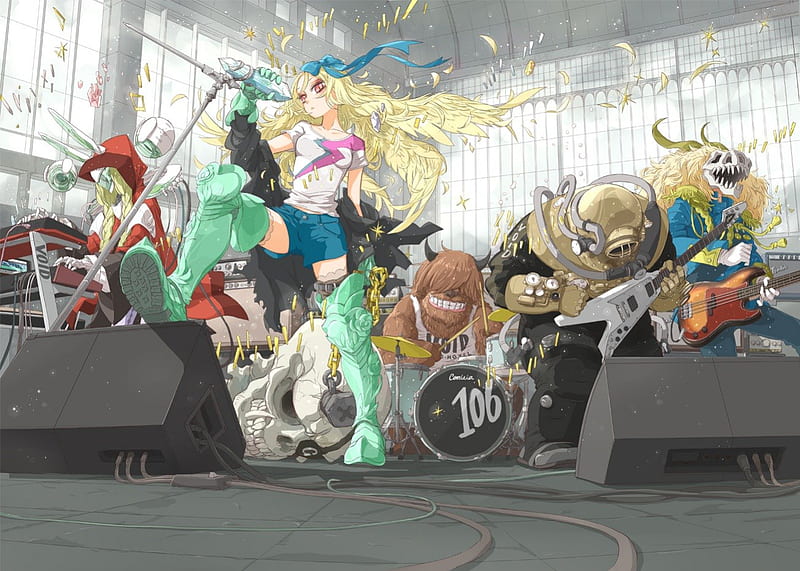 Anime, Dive suit, guitar, Band, Mecha, Armor, HD wallpaper