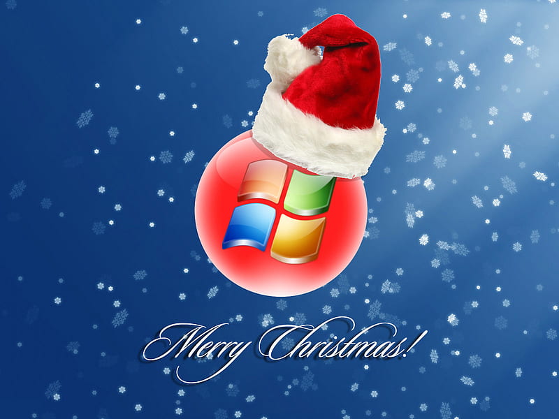 Christmas Edition ;), christmas, 7, vista, hat, windows, santa, windows 7, snow, blue, HD wallpaper