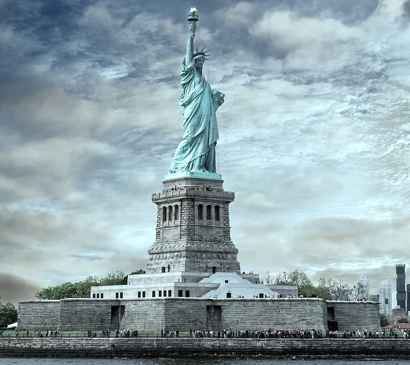 Statue of Liberty, clouds, liberty, new york, sky, statue, HD wallpaper