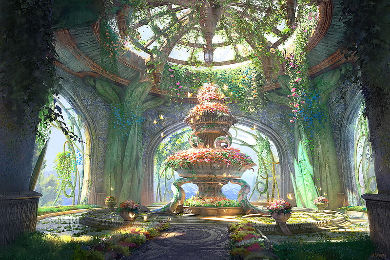Anime, Landscape, Flower, HD wallpaper