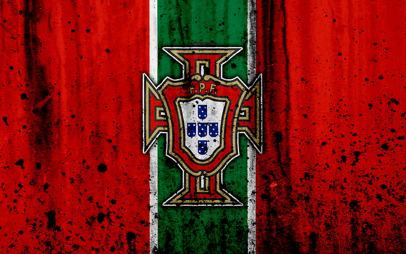 Portugal national football team logo, grunge, Europe, football, stone texture, soccer, Portugal, European national teams, HD wallpaper