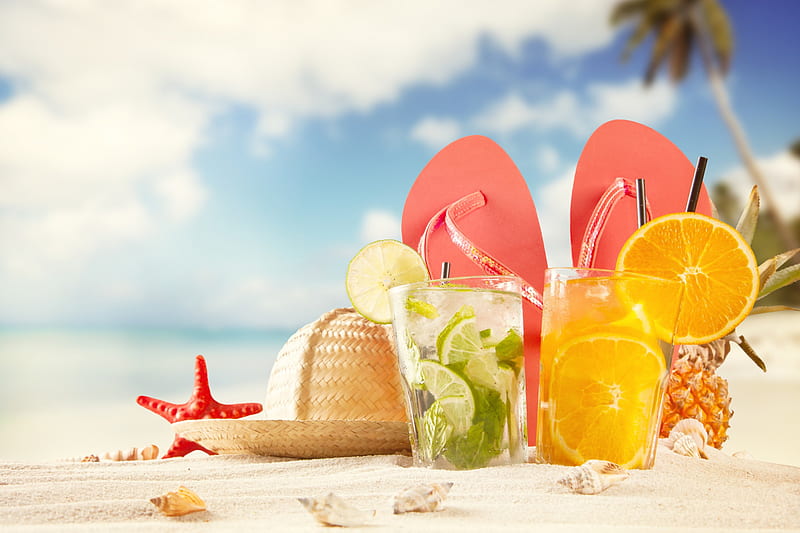 Summer, beach, sand, cocktails, HD wallpaper | Peakpx