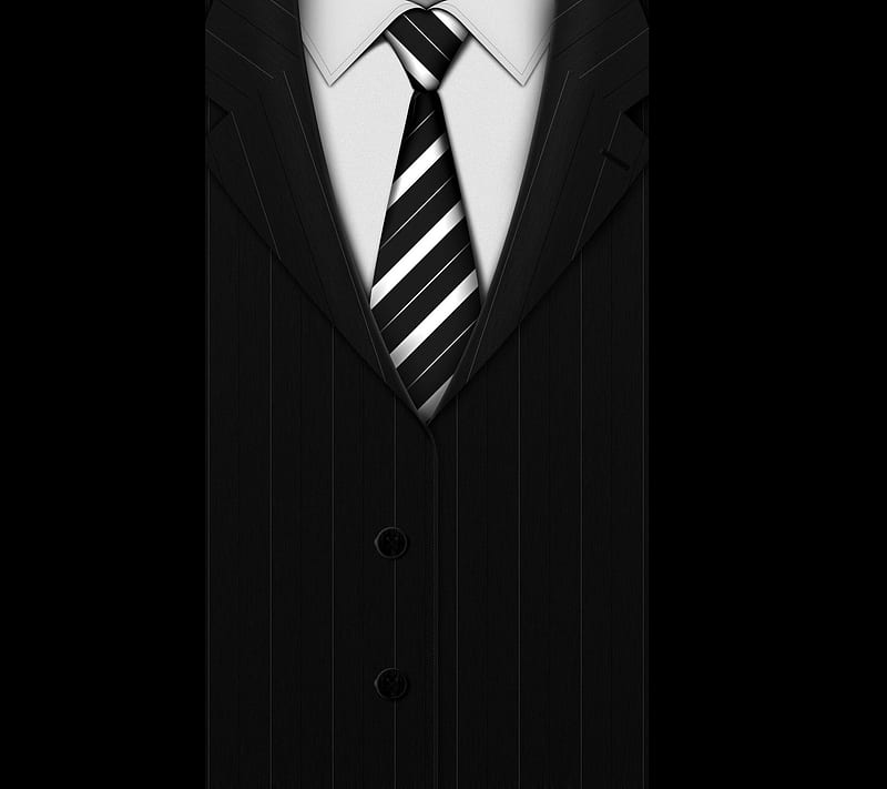 Suit and Tie, black, dressed, formal, men, stripes, white, HD wallpaper