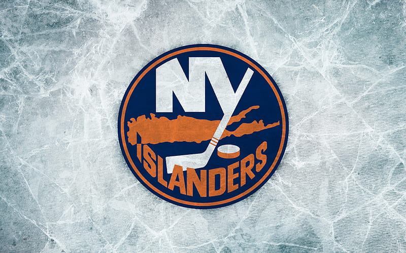 New York Islanders, NHL, American ice hockey club, ice texture, logo, emblem, New York, USA, HD wallpaper