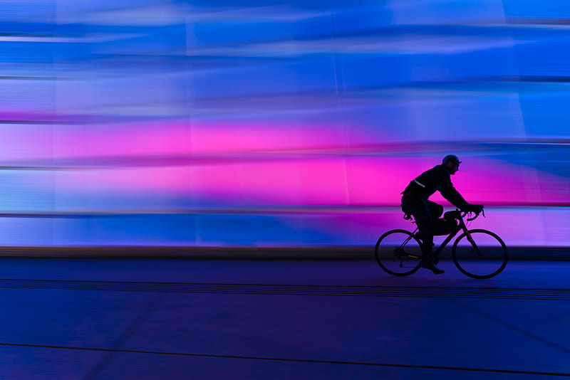 Silhouette of Person Riding on Commuter Bike, HD wallpaper