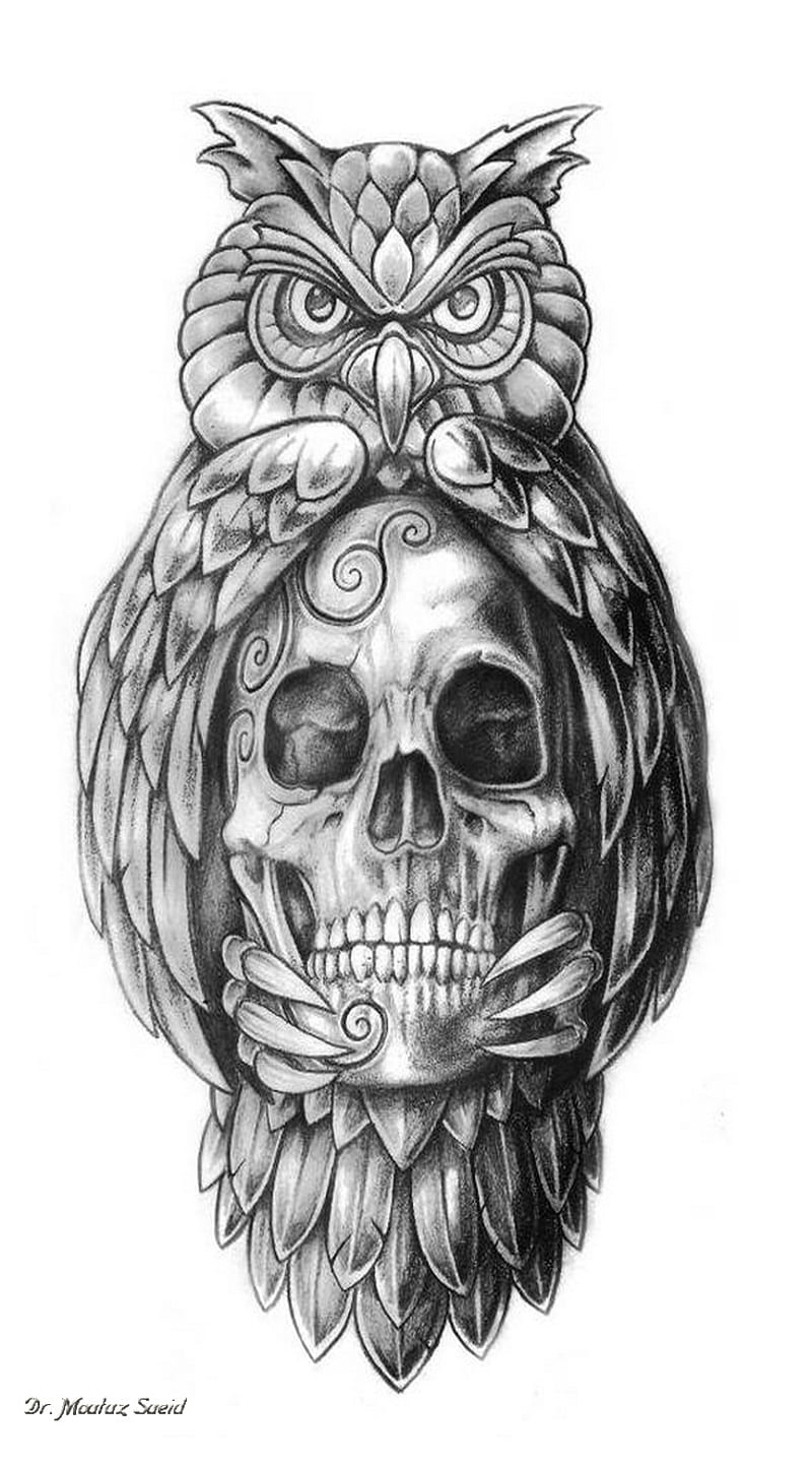 owl candy skull tattoo by ShizZuro on DeviantArt