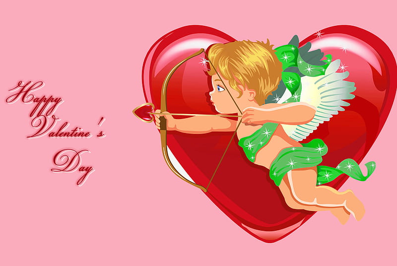 Happy Valentine Day, cupid, greetings, HD wallpaper