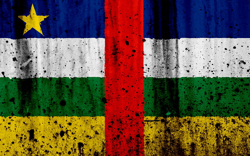 CAR flag grunge, flag of Central African Republic, Africa, Central African Republic, national symbols, CAR national flag, HD wallpaper