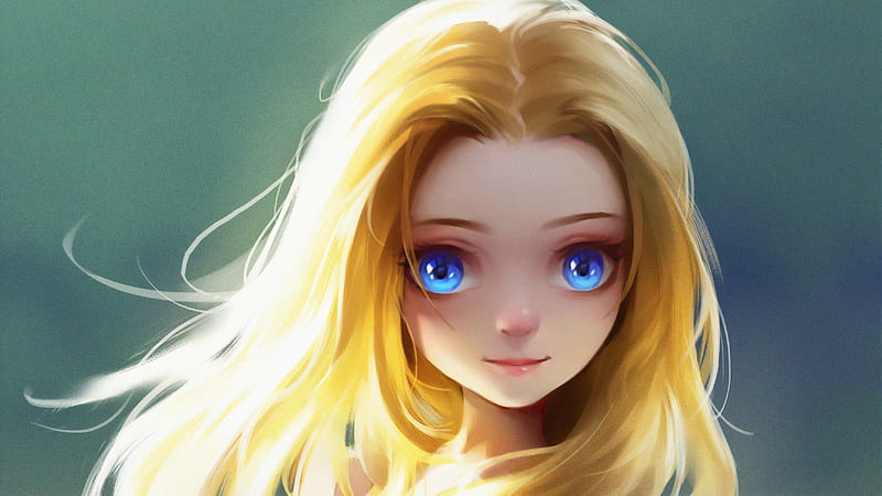 Cute Little Blonde Girl Blue Eyes Digital Art, cute, little-girl, artist, artwork, digital-art, artstation, HD wallpaper