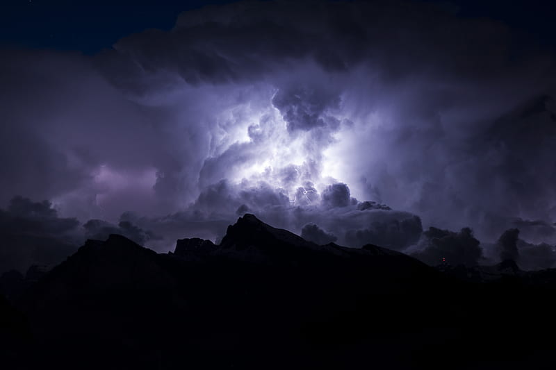 thunderstorm with lightning, HD wallpaper