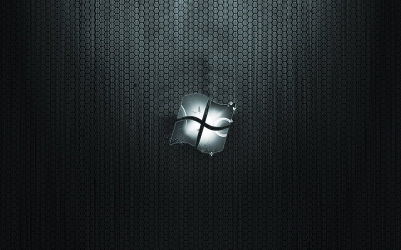 Windows, grid, dark background, logo, Microsoft Windows, HD wallpaper