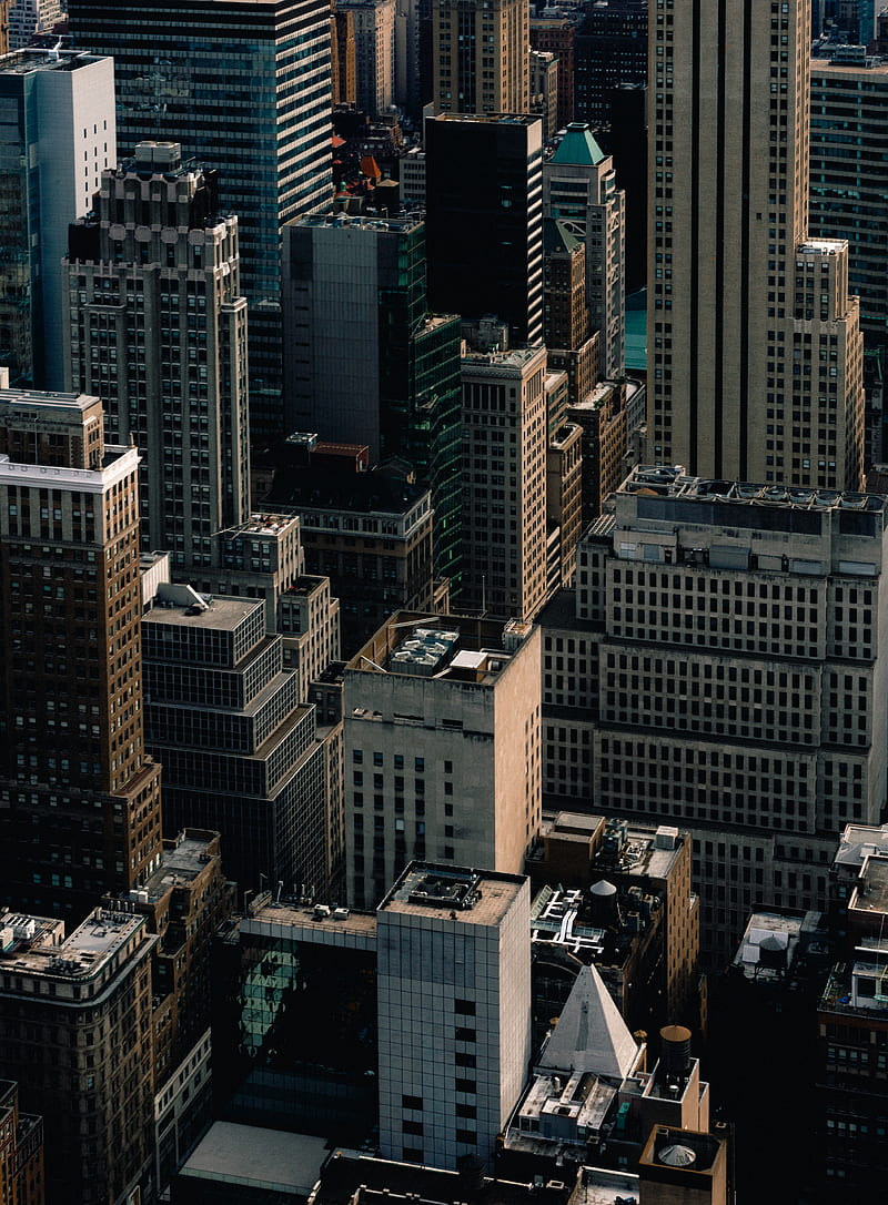 city, aerial view, buildings, architecture, metropolis, new york, HD phone wallpaper