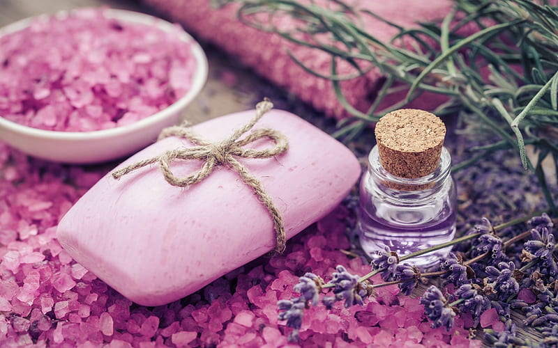 Soap lavender scent, oil, spa, salt, lavander, HD wallpaper