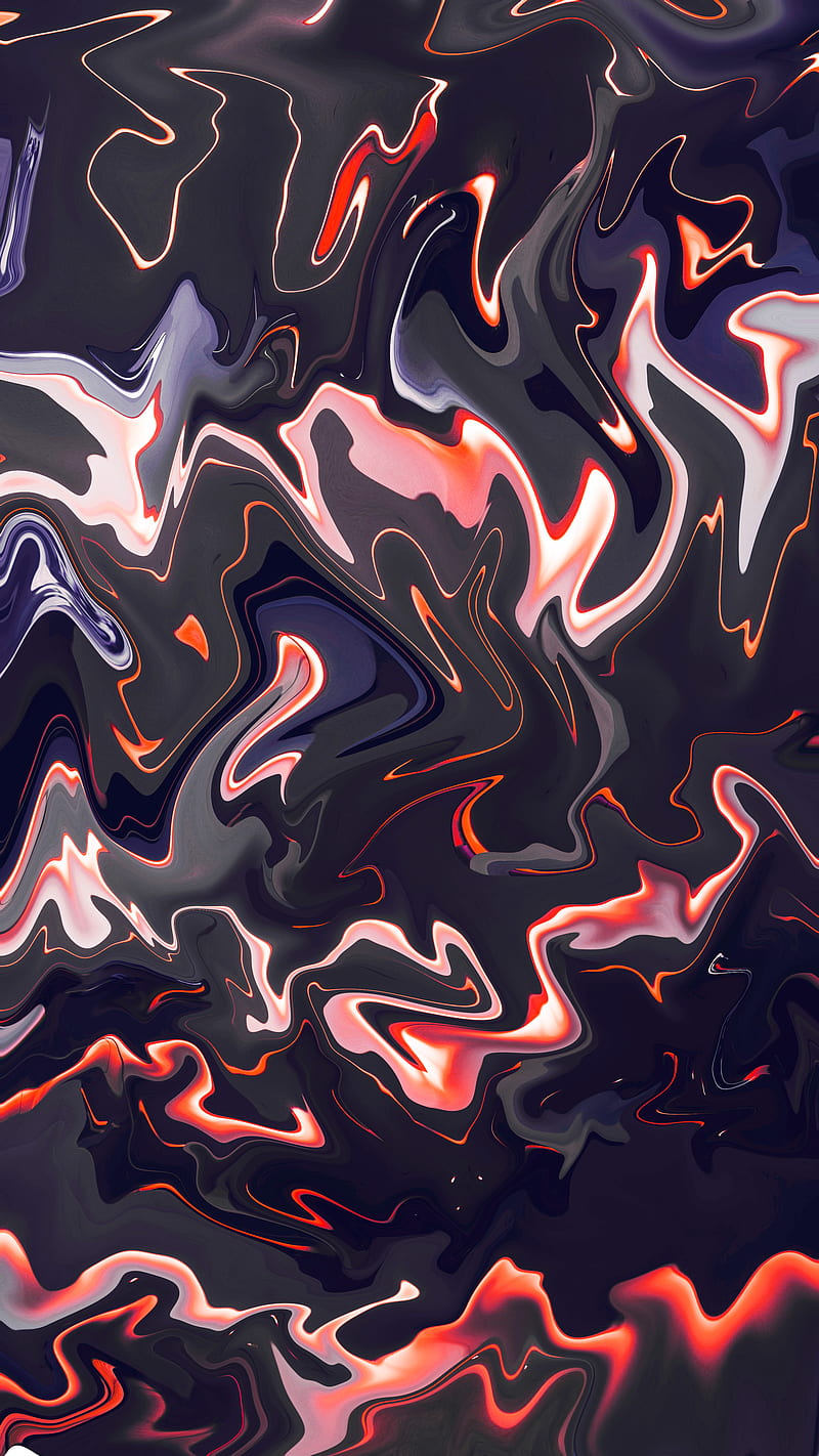 Liquid Black Red, blue, flow, fluid, lava, magma, marble, waves, HD phone wallpaper