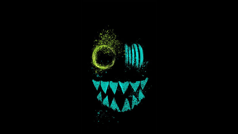 skull, mask, neon, smiles, HD wallpaper