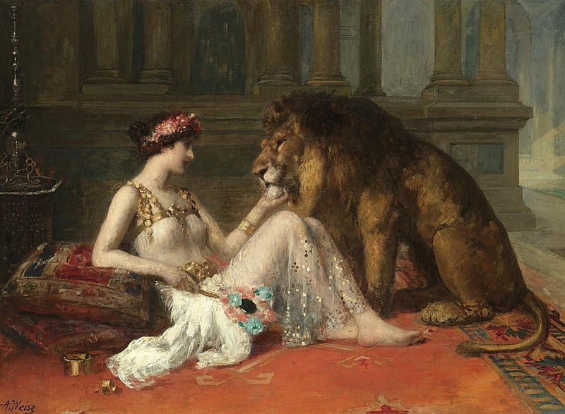 Beauty and the beast by Adolphe Weisz, adolphe weisz, art, dress, interior,  carpet, HD wallpaper | Peakpx
