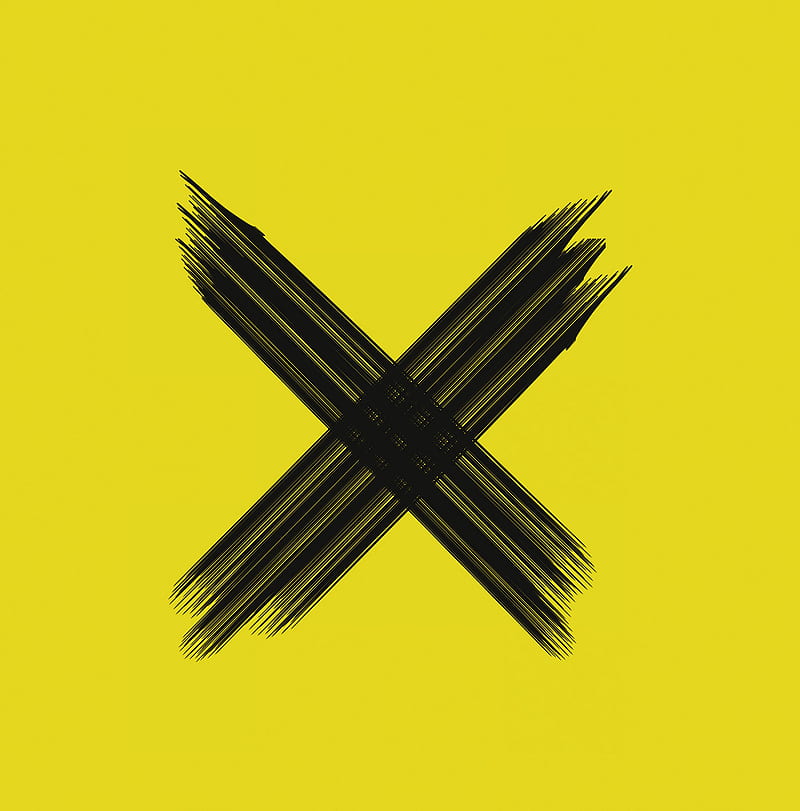 cross, symbol, brushstrokes, intersection, black, yellow, minimalism, HD phone wallpaper
