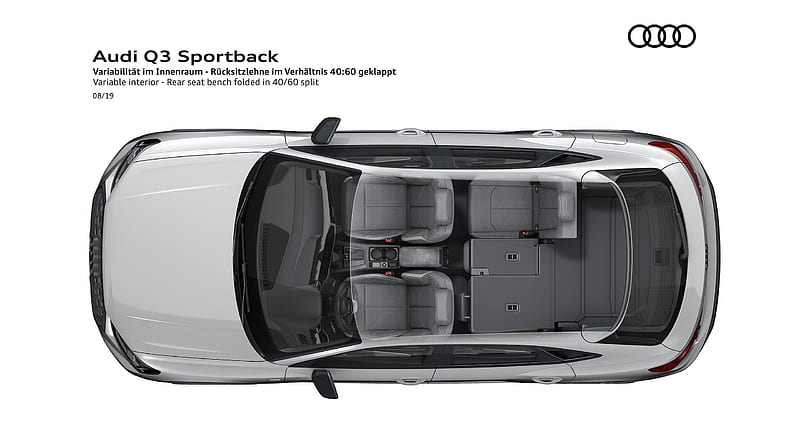 2020 Audi Q3 Sportback - Variable interior - Rear seat bench folded in 40/60 split , car, HD wallpaper