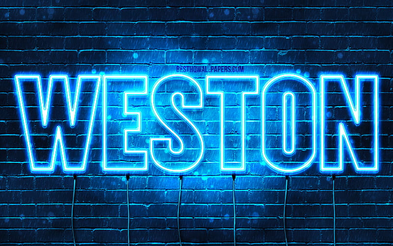 Weston with names, horizontal text, Weston name, blue neon lights, with Weston name, HD wallpaper