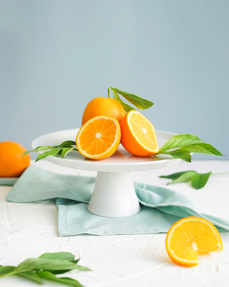 oranges, slices, leaves, fruit, citrus, HD phone wallpaper