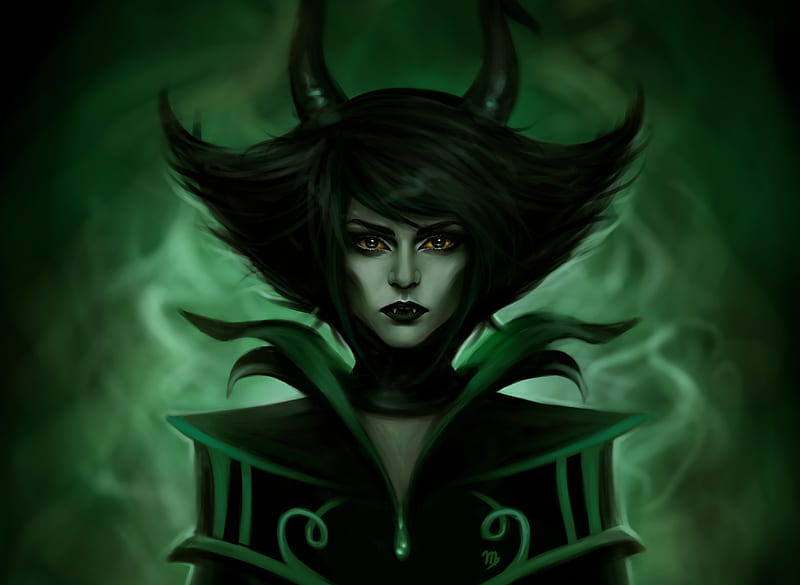 Demon Fantasy Green Horns, demon, fantasy, horns, artist, artwork, digital-art, HD wallpaper
