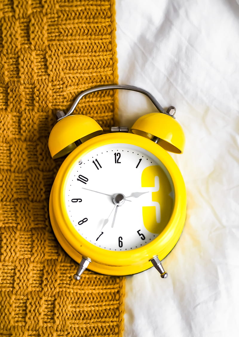 alarm clock, yellow, time, plaid, HD phone wallpaper