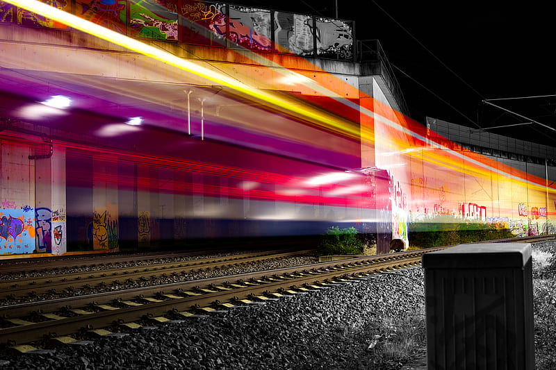 Train Long Exposure Lights graphy, long-exposure, train, graphy, behance, HD wallpaper