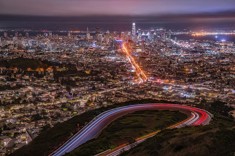 Cities, San Francisco, City, Night, Cityscape, USA, Time-Lapse, HD wallpaper