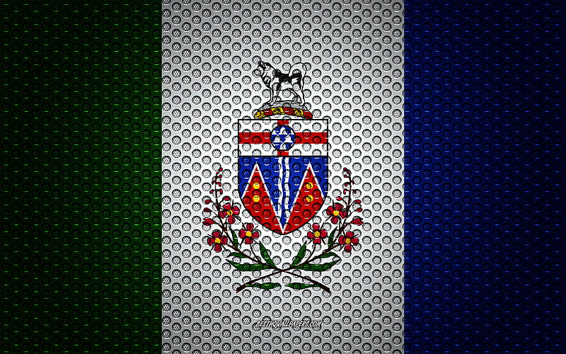 Flag of Yukon creative art, metal mesh texture, Yukon flag, national symbol, provinces of Canada, Yukon, Canada, North America, HD wallpaper