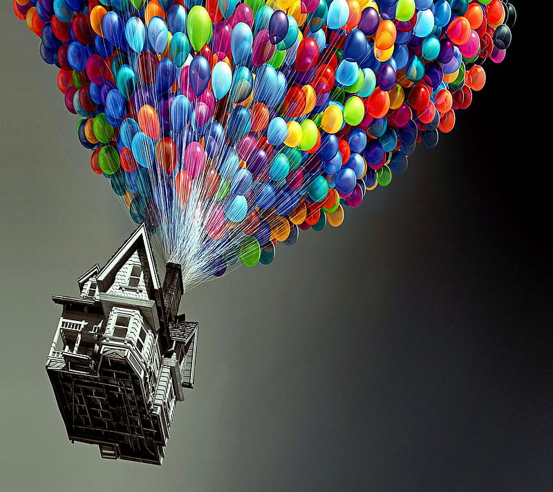 House in the sky, 2160x1920, cartoon, up movie, HD wallpaper