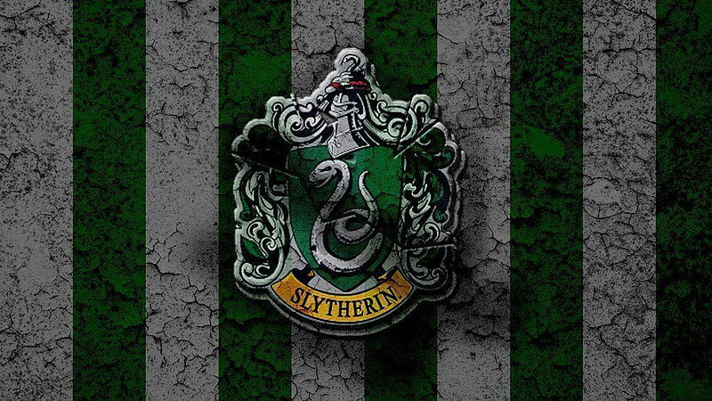 Slytherin Logo In Green White Stripes Background Slytherin, HD wallpaper
