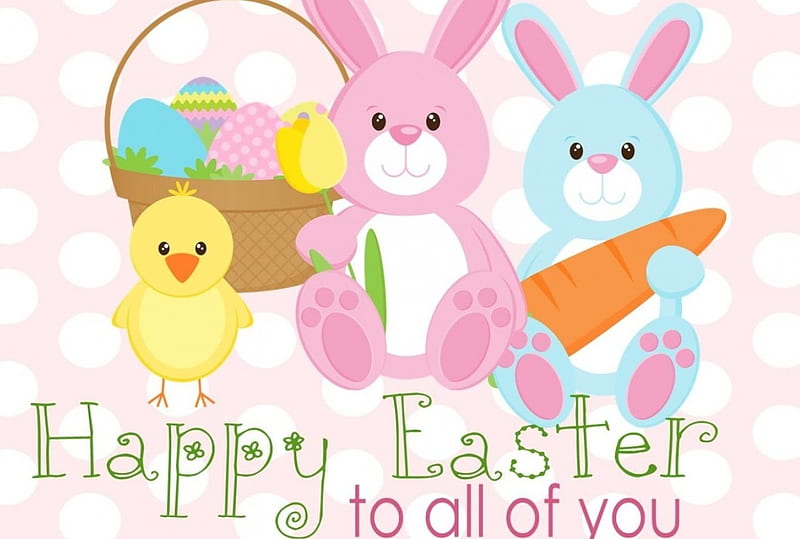 Happy Easter, all, greets, bunny, easter, happy, HD wallpaper