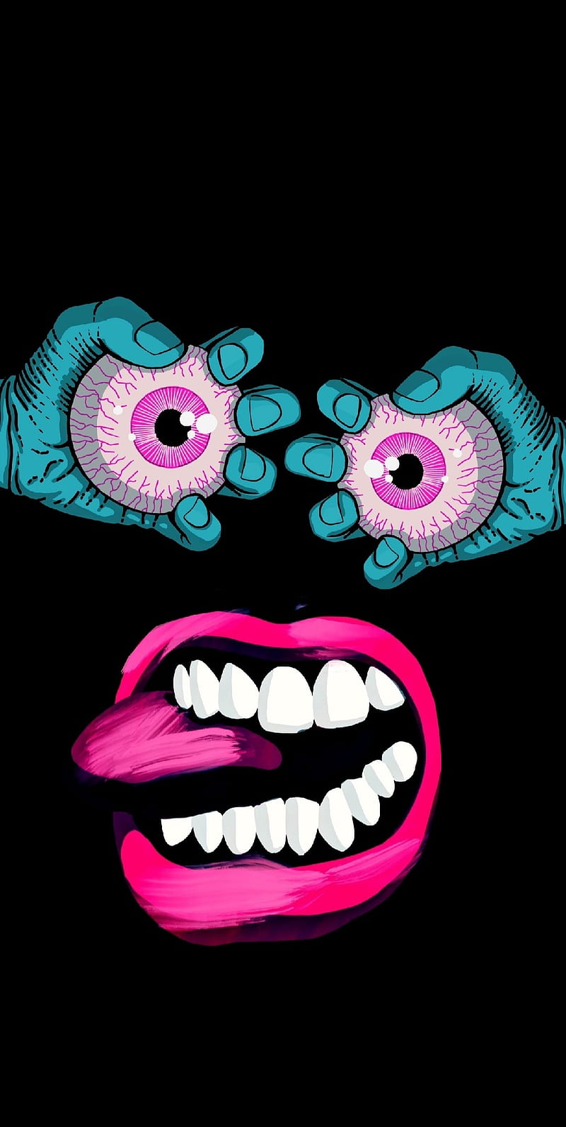 Crazy eyes, creepy, hands, mouth, HD phone wallpaper