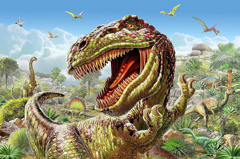 T-Rex, fantasy, t rex, dinosaur, adrian chesterman, HD wallpaper