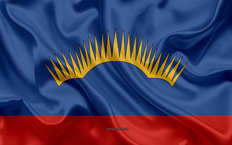 Flag of Murmansk Oblast silk flag, Federal subjects of Russia, Murmansk Oblast flag, Russia, silk texture, Murmansk Oblast, Russian Federation, HD wallpaper