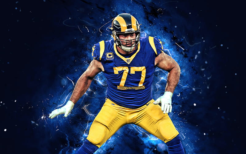 Andrew Whitworth ffensive tackle, Los Angeles Rams, american football, NFL, LA Rams, Andrew James Whitworth, National Football League, neon lights, Andrew Whitworth Rams, Andrew Whitworth, HD wallpaper