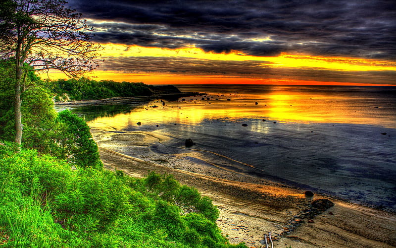 Sunset at Lakeshore, Paradise, Sunset, Nature, Water, Lakeshore ...