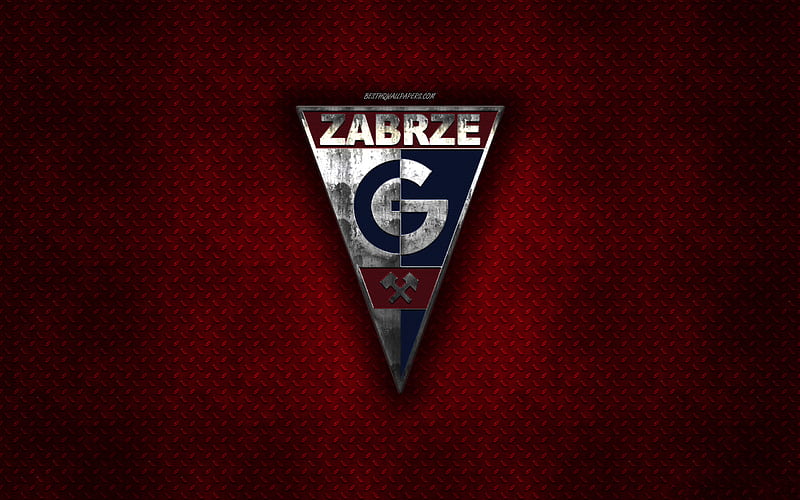Gornik Zabrze, Polish football club, red metal texture, metal logo, emblem, Sosnowiec, Zabrze, Ekstraklasa, creative art, football, Gornik FC, HD wallpaper