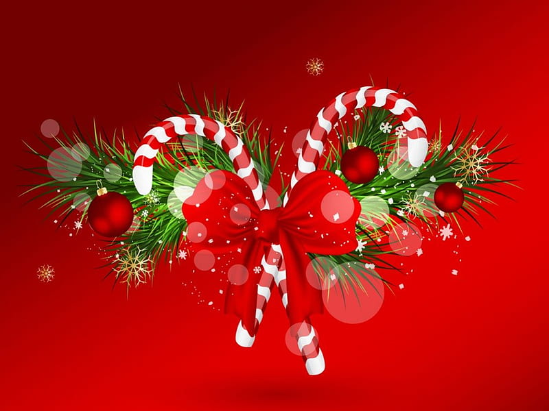 Tis the season, red, ornaments, peppermint, sweets, christmas, holly, bow, green, season, candy cane, HD wallpaper