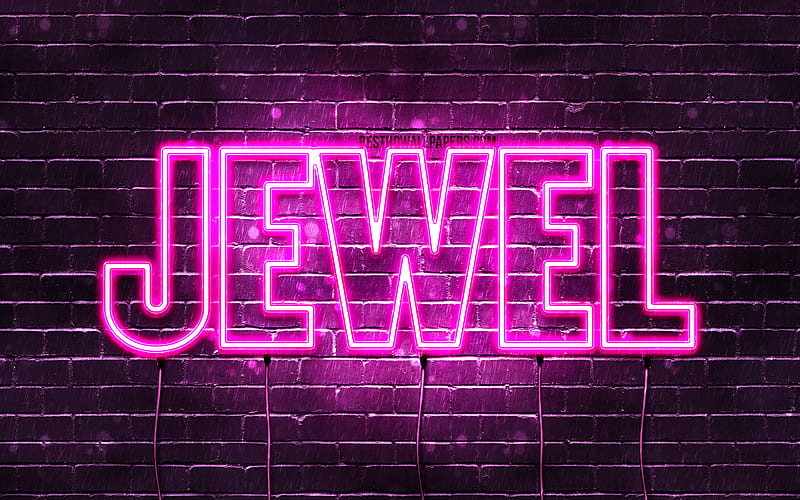 Jewel with names, female names, Jewel name, purple neon lights, Happy Birtay Jewel, with Jewel name, HD wallpaper