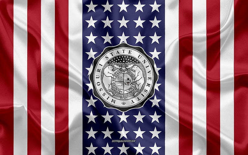 Missouri State University Emblem, American Flag, Missouri State University logo, Springfield, Missouri, USA, Missouri State University, HD wallpaper