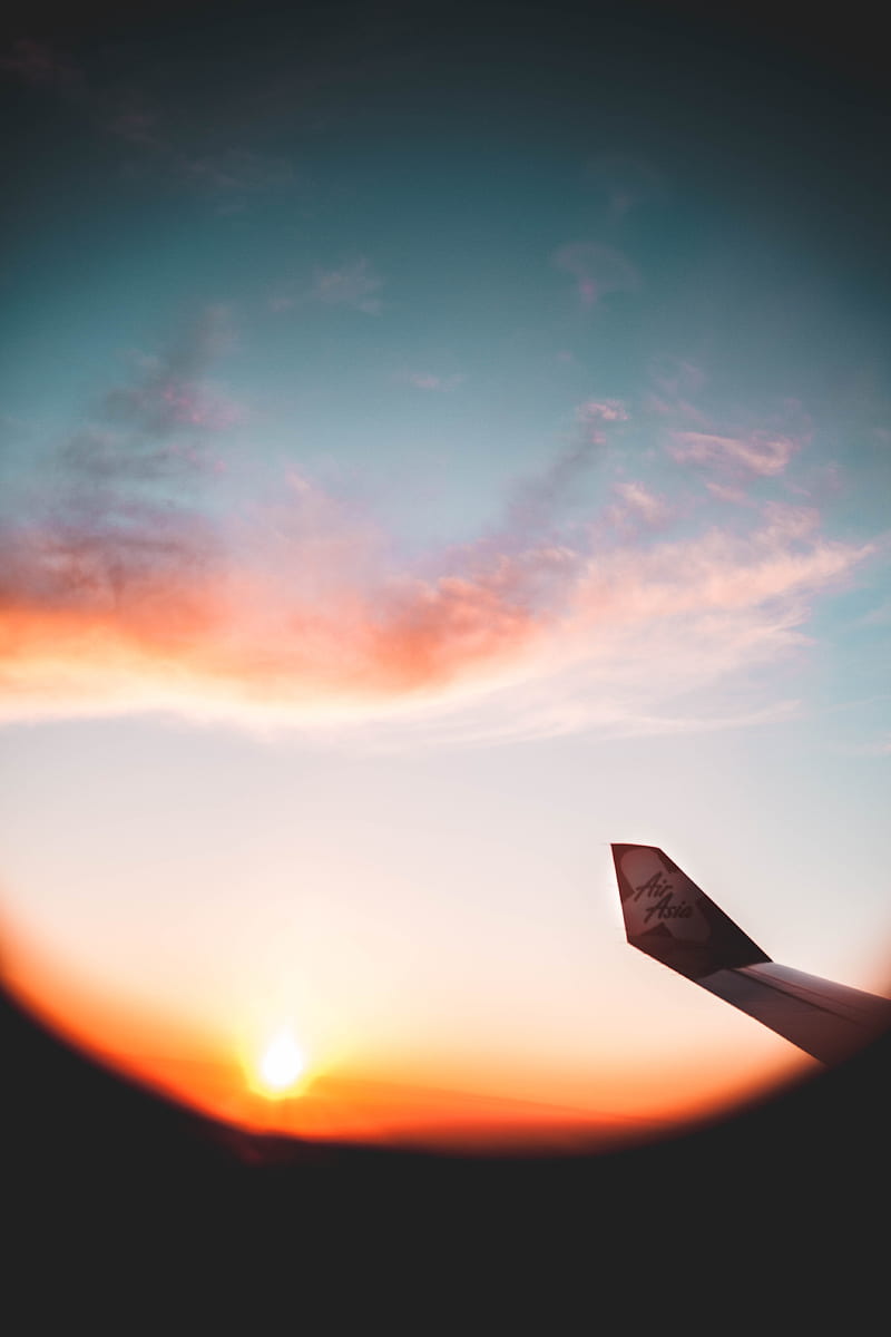 plane, porthole, wing, view, sunset, HD phone wallpaper