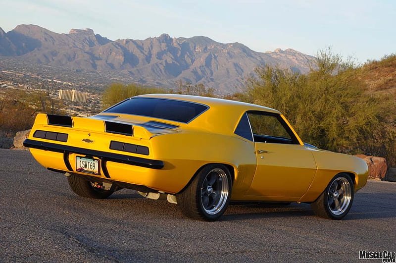 1969 chevy camaro, gm, amarillo, rayas negras, pajarita, Fondo de pantalla  HD | Peakpx