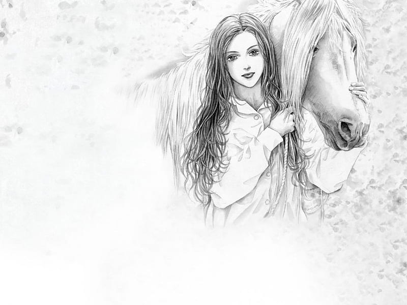 Buy Horse Art Dos Senoritas Drawing of My Daughter of a Young Online in  India  Etsy