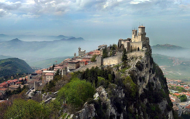 Castle in Italy, mountain, architecture, Italy, castle, landscape, HD ...