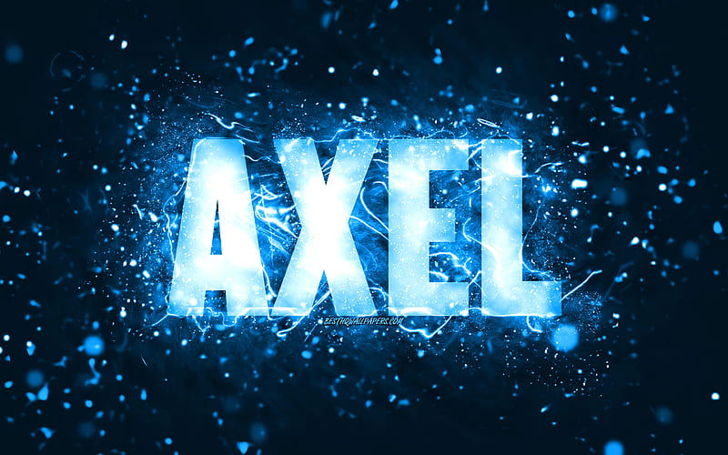 Happy Birtay Axel blue neon lights, Axel name, creative, Axel Happy Birtay, Axel Birtay, popular american male names, with Axel name, Axel, HD wallpaper