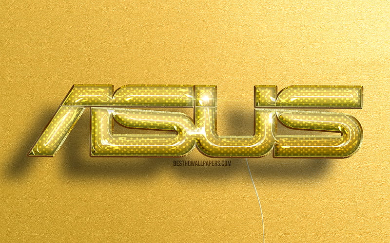 Asus 3D logo, yellow realistic balloons brands, Asus logo, yellow stone backgrounds, Asus, HD wallpaper