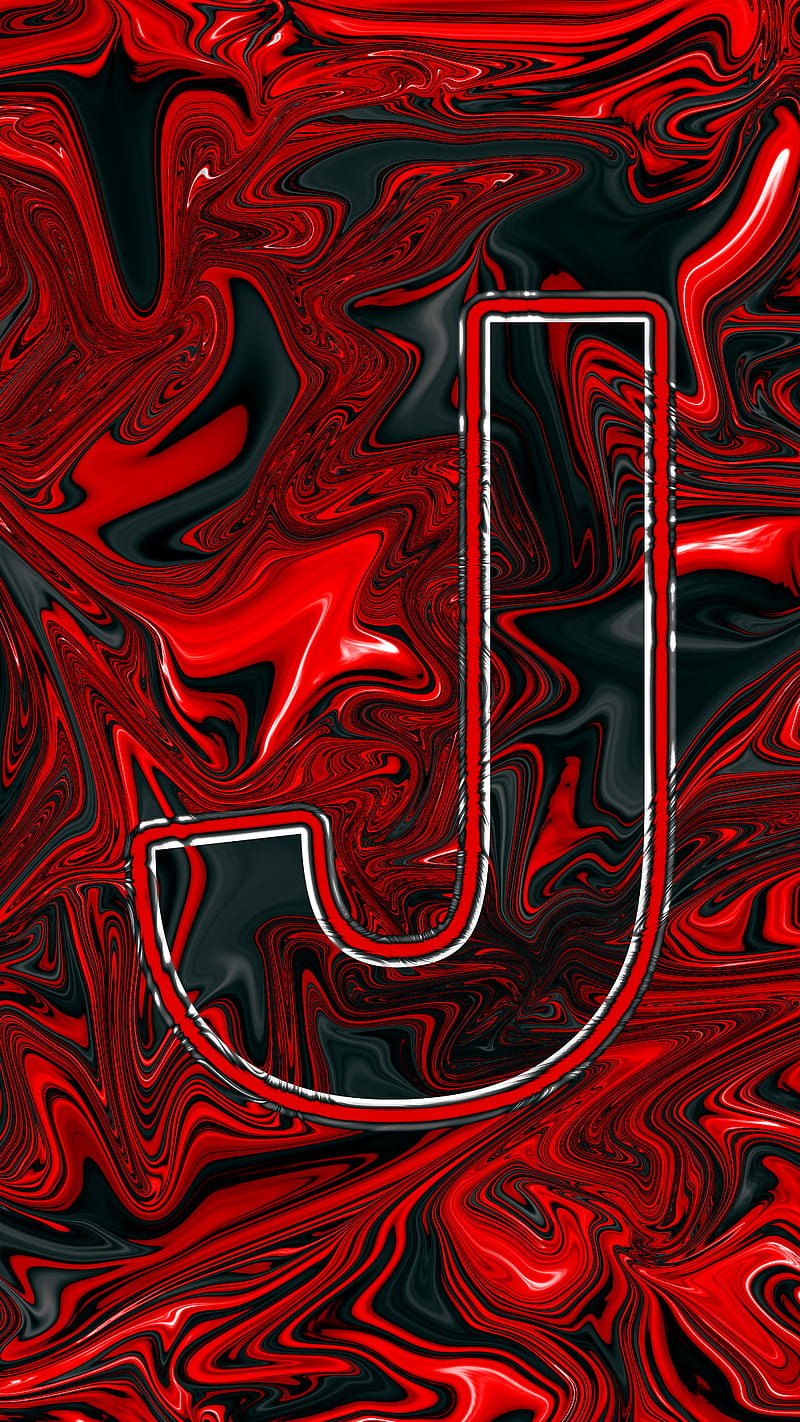 Letter J red black, abstract, colors, desenho, flow, glow, letter J, lines,  mix, HD phone wallpaper | Peakpx