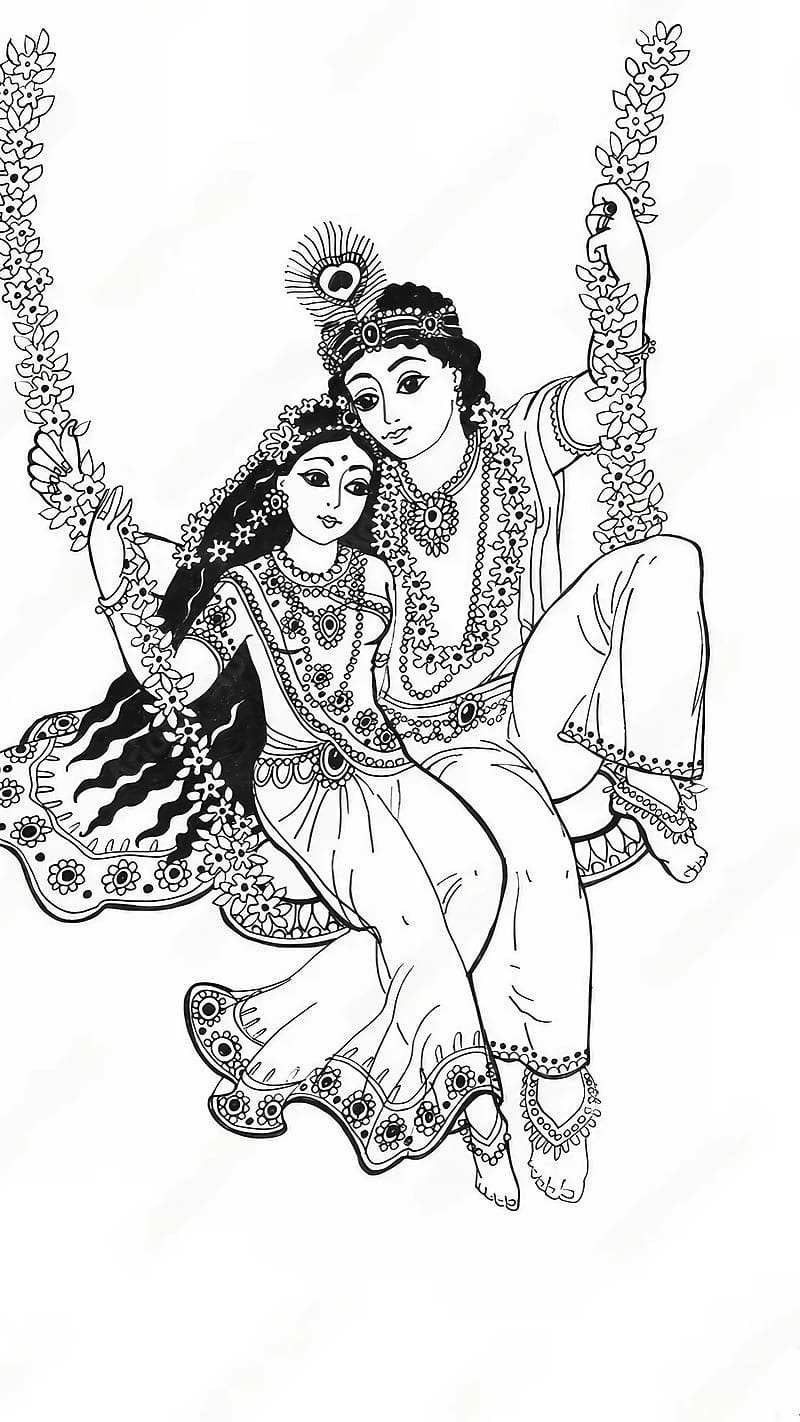 Radha Krishna Sketch, Detailed Sketch, art work, lord, god, HD ...